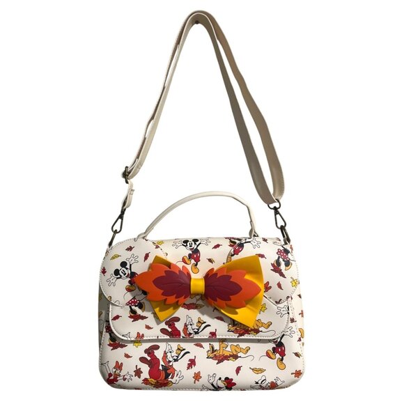 Loungefly Handbags - Loungefly Disney Fall Leaves Mickey Minnie Mouse Friends Crossbody Bag Purse